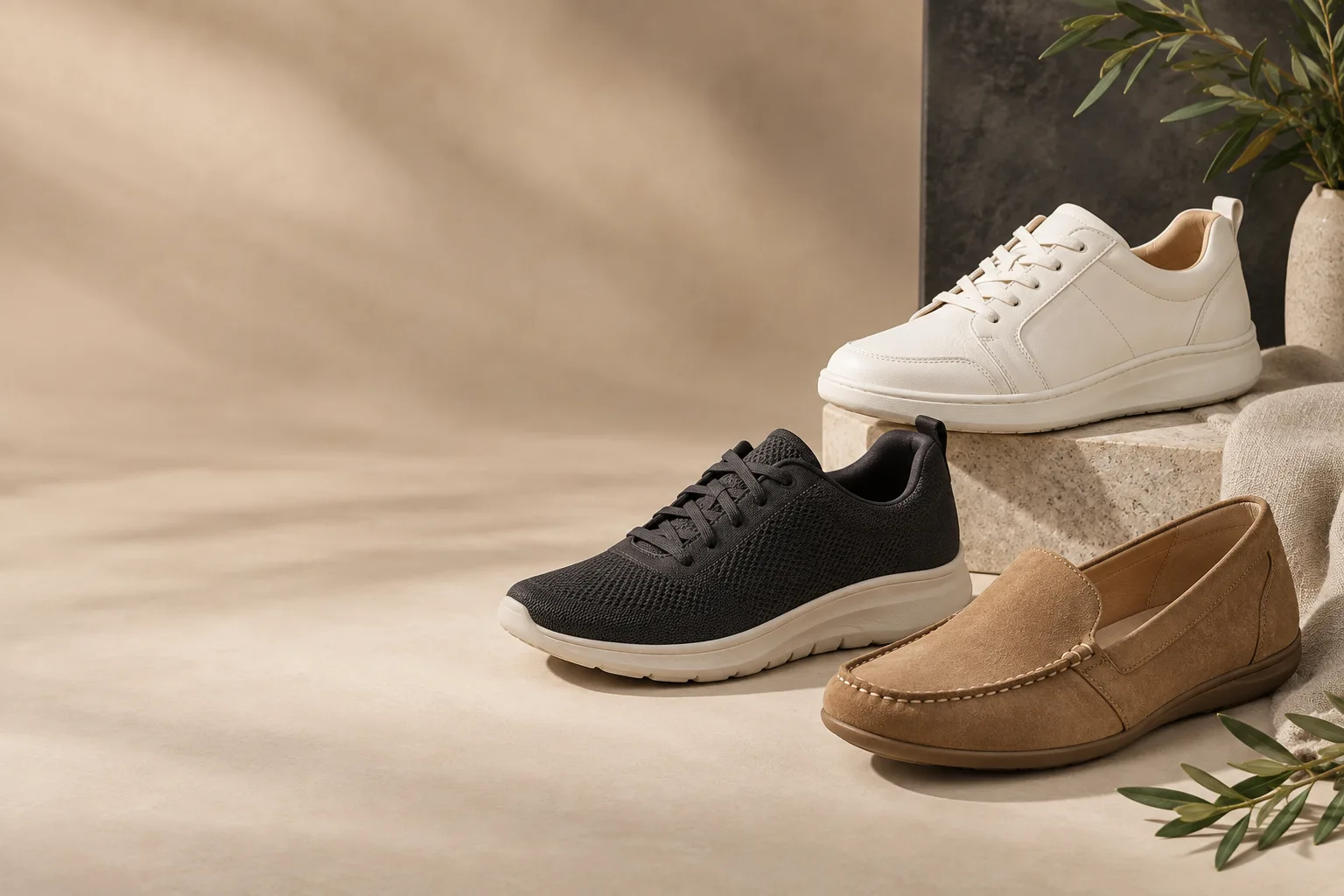 Women's shoes arranged for a Dr. Scholl's buying guide